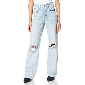 IPEKYOL Dames Size Wide Been Volledige Length Geribde Broek Jeans, L.indigo, 36