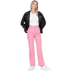 Trendyol Dames jeans met hoge taille wijde pijpen, roze, 68