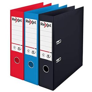 Rexel Keuzes A4-ordners, 3 bestandsmappen, gesorteerd: zwart, rood en blauw