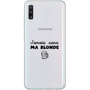 Zokko Beschermhoes voor Samsung A70 Jamais zonder Mijn Blonde – zacht transparant inkt zwart