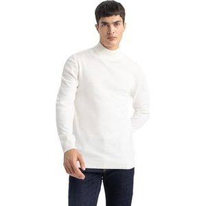 DeFacto Herentrui, stijlvolle coltrui, gebreide jassen en gebreide jassen voor heren, truien en vesten voor iedereen, ecru, M