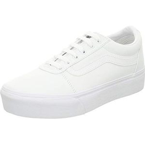 Vans Ward Platform Canvas Sneakers voor dames, Wit Canvas Wit 0rg, 40.5 EU
