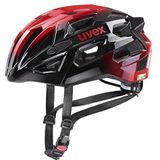 uvex race 7 - veilige performance-helm voor dames en heren - individueel passysteem - extra botsbescherming - black red - 51-55 cm
