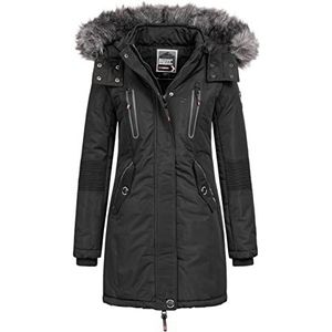 Geographical Norway Damesjas winterparka Coracle/Coraly, XL bontcapuchon, zwart, S