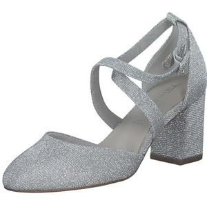 Tamaris Damespumps textiel blokhak, Silver Glam, 42 EU