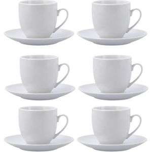 Quid New Renova Set met 6 kopjes met schoteltje, porselein, 20 cl, wit