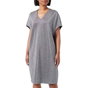 Replay Dames regular fit jurk glitter korte mouwen katoen, 090 Silver Lurex, M