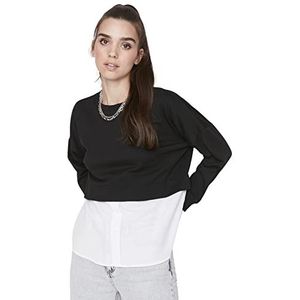Trendyol Crew Neck Plain Regular Sweatshirt, Zwart, XS Dames, blue, XS
