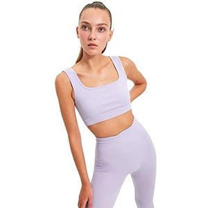 Trendyol Dames Sportkleding Crop Vierkante Kraag Gebreide Sportbeha, Lila, M