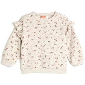 Koton Babygirls sweatshirt, ruffled, bloemenprint, lange mouwen, ronde hals, katoenen sweatshirt, beige design (0d5), 6-9 Monate