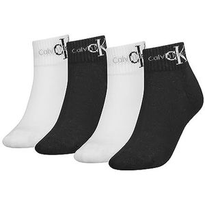 Calvin Klein Dames Jeans Quarter Socks, zwart/wit, One Size