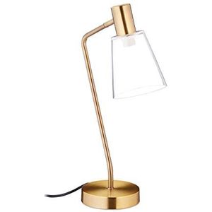 Relaxdays bureaulamp, verstelbare tafellamp met glazen kap, E27-fitting, 40W, ijzeren armatuur, HBD: 52,5x13x30 cm, goud