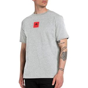 Replay Heren T-shirt korte mouwen regular fit Pure Logo collectie, M08 Light Grey Melange, L