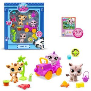 Bandai - Littlest Pet Shop – Safari Pack – 3 dieren en accessoires – officiële licentie – speelgoedset schattige dieren – BF00524