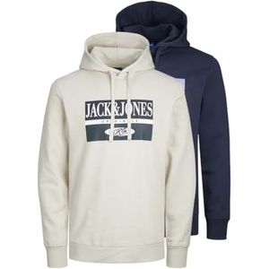 JACK & JONES Hoody voor heren, Moonbeam/Pack: Moonbeam+navyblazer, S