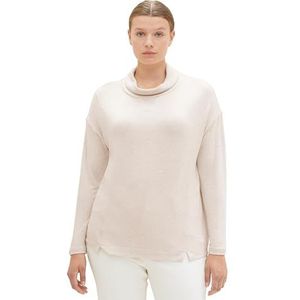 TOM TAILOR Dames Plussize T-shirt met lange mouwen, 33962 - Doeskin Melange, 52 Grote maten