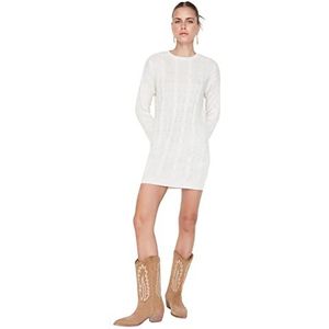 Trendyol Dames Midi Bodycone Slim Geweven Jurk, Ecru, L