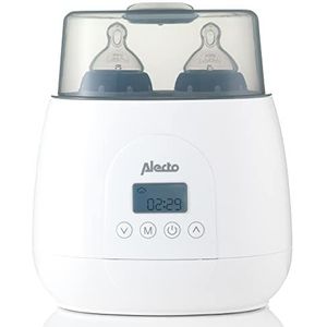 Alecto BW700TWIN Flessenwarmer voor Baby's - Dubbele Flessenwarmer - BPA-vrij - Sterilisator - Voorgeprogammeerde Opwarmtijden - Wit