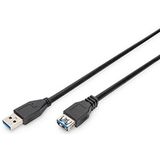 DIGITUS USB 3.2 Gen1 verlengkabel - 3.0 m - USB A (St) naar USB A (Bu) - 5 Gbit/s - verbindingskabel - zwart