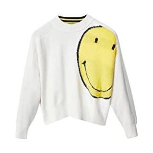 Desigual Dames JERS_Smiley 1001 RAW Pullover Sweater, Wit, L