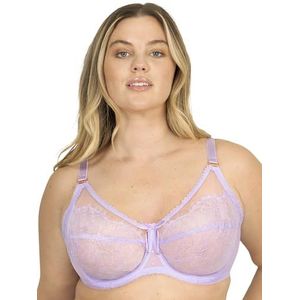 Smart & Sexy Dames ongevoerde beugel kant en netstof, oversized beha met volledige afdekking, lila Iris, 80C