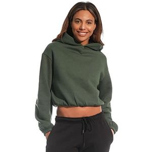 Light & Shade Cropped sweatshirt met capuchon voor dames, Donkergroen, L