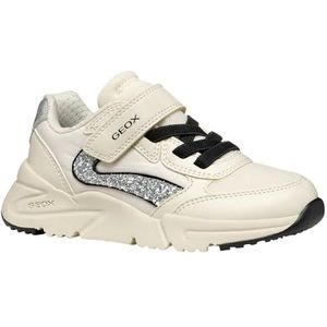 Geox J LOFTUS Girl A Basketbal, Lt Ivory/Silver, 25 EU, Lt Ivoor Zilver, 25 EU