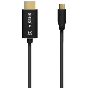 AISENS - A109-0712 - aluminium USB-C naar HDMI 2.1 8K @60Hz, USB-C/M-HDMI/M, zwart, 2.0M