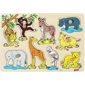 Goki 57829 - steekpuzzel - Afrikaanse dierenkinderen 9 stuks