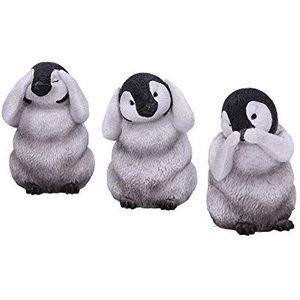 Nemesis Now U4921R0 Zie Nee, Hoor Nee, Spreek Geen Evil Emperor Penguin Chick Beeldjes, Grijs, One Size