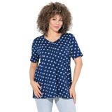 Ulla Popken - Shirt - Lichtblauw / Donkerblauw - Kwartmouw - V-hals