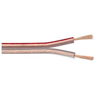 Luidspreker kabel (CU koper) - 2x 1,50mm² / transparant - 25 meter