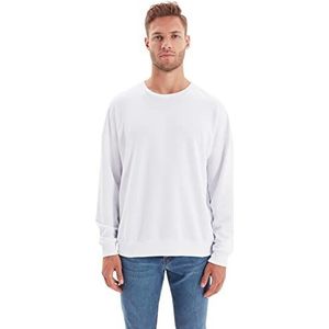 Trendyol Heren ronde hals effen oversized sweatshirt, wit, XS, Kleur: wit, XS