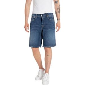 Replay Grover Hyperflex Original Jeans Shorts voor heren, rechte pasvorm, 007, donkerblauw, 36W