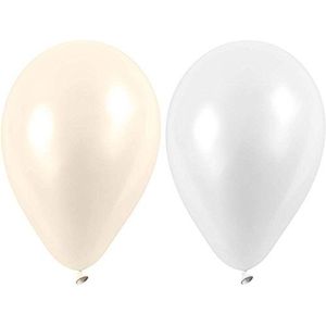 Ballonnen, D: 26 cm, wit, parelmoer, Rond, 10asstd