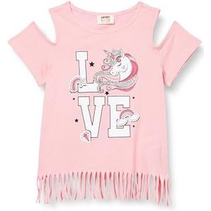 Koton Girls Tasseled Unicorn Bedrukt T-shirt Cut Out Detail Glittery Crew Neck, roze (274), 9-10 Jaar