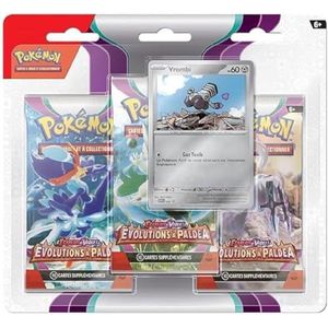 Pokémon - 3 boosterpakketten - Scarlet Red en Purple - Ontwikkelingen in Paldea (EV02) - Willekeurig model - Bordspellen - Kaartspellen - Ruilkaarten - Vanaf 6 jaar