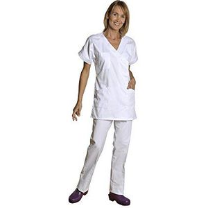 Holtex WBAL07_95 dames tuniek Baltische kleding, piqu�é, V-hals, korte mouwen, maat 5, wit