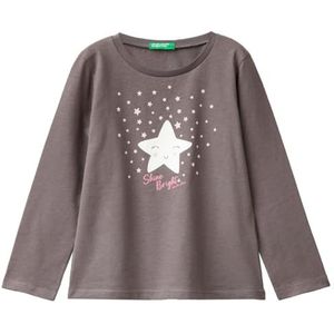United Colors of Benetton T-shirt voor meisjes en meisjes, Grijs, 4 anni