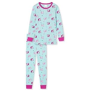 Schiesser Meisjespyjama lang – eenhoorn, sterren, stippen, bosmotieven en heksen – organisch katoen pyjamaset, munt, 116 cm