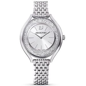 Swarovski Crystalline Aura horloge, Swiss Made, Metalen armband, Zilverkleurig, Roestvrij staal
