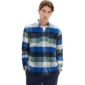 TOM TAILOR Herenhemd, 32311 - Blue Colorful Block Check, XXL