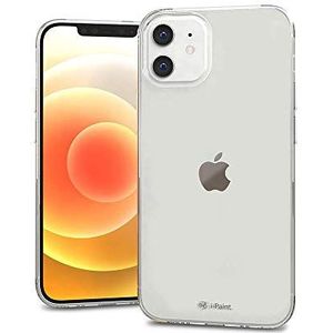 i-Paint Beschermhoes voor iPhone 12 Mini 5,4 inch (14 cm), met achterkant van hard polycarbonaat, transparant, met transparante randen, schokbestendig, transparant