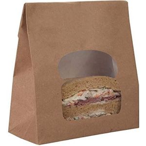 Colpac recyclebare papieren sandwichzakken met venster Kraft (Pack van 250)