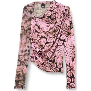 Pinko METI Jersey shirt met koraalscanner met tule, Uy6_roze/zwart/beige, M
