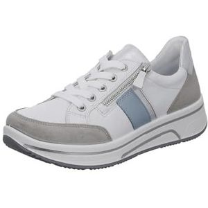 ARA Sapporo Sneakers voor dames, Pebble, wit, zilver, aqua, 38 EU breed, Pebble Wit Zilver Aqua, 38 EU Breed