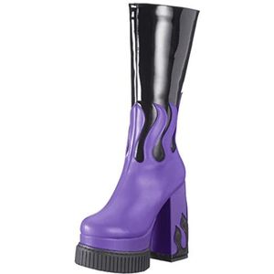 LAMODA - Show Off Platform Creeper Calf Boots, EU 37, Back Patent Purple Flame, 37 EU