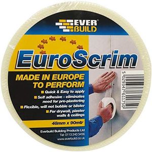 Everbuild EuroScrim - Zelfklevende Scrim Tape - High-Tack Lijm - Gebroken Wit - 48mm x 90m