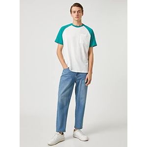 Cotton Basic T-shirt met ronde hals, raglanmouwen, T-shirt voor heren, groen (787), S