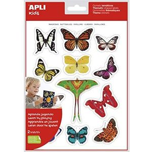 APLI Kids 18730 stickers, motief: vlinder, zelfklevend, afneembaar, 2 vellen, 12 stickers per vel